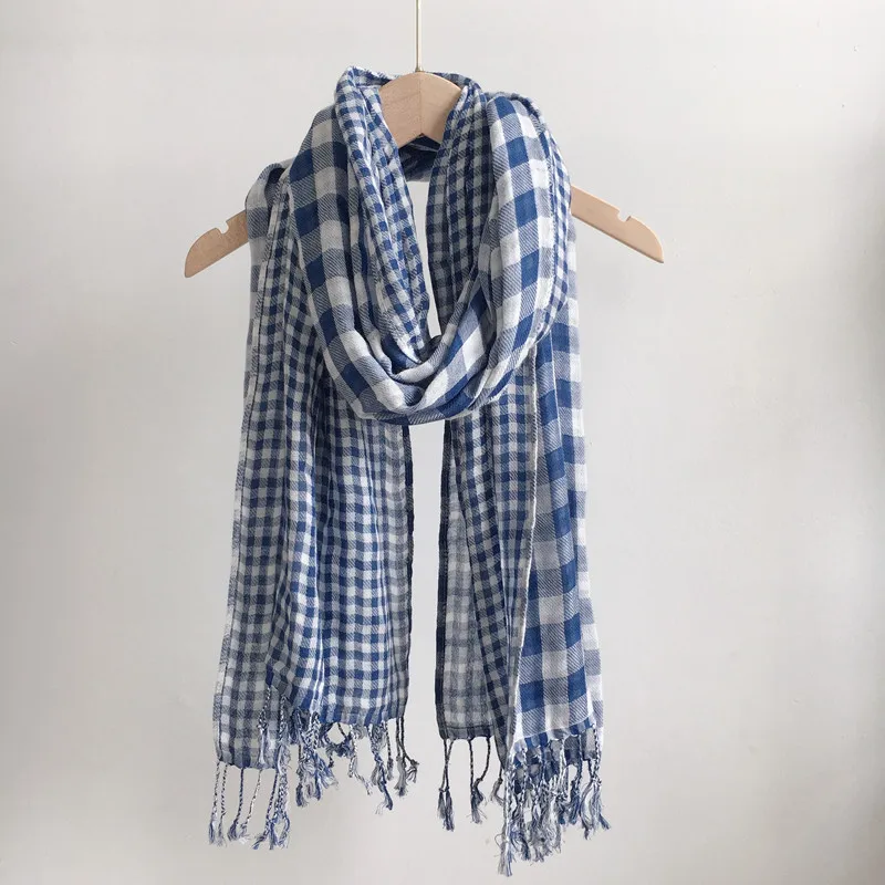 Autumn and winter natural material 100%cotton plaid scarf