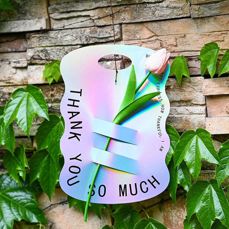 5Pcs Mother's Day Romantic Handheld Flower Box Paper Laser Card Flower Arrangement Card Paper Bouquet Wrapping Box