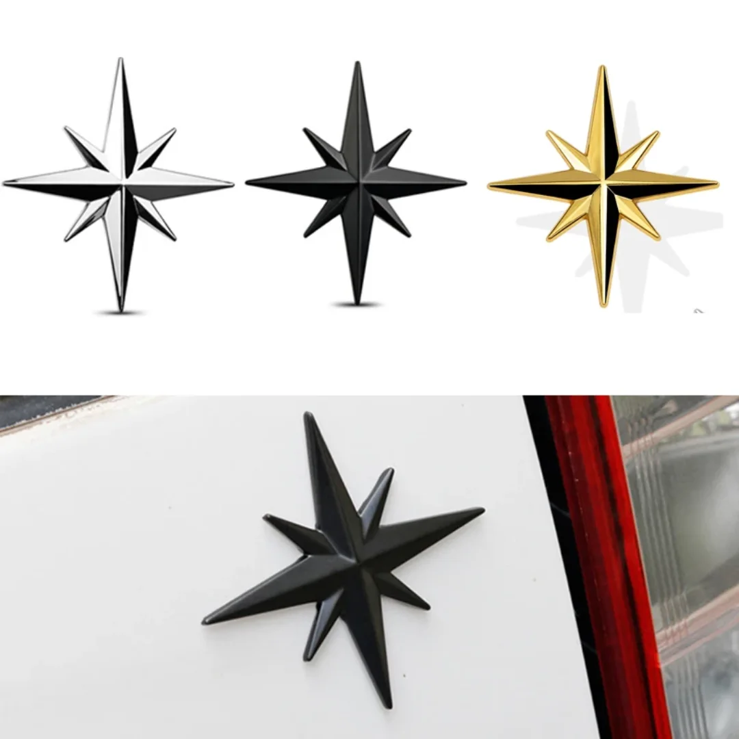 

2pcs 3D Metal Car Decoration Metal Guide Star Adhesive Car Badge Emblem Sticker for Universal Cars Moto Bike Car Styling