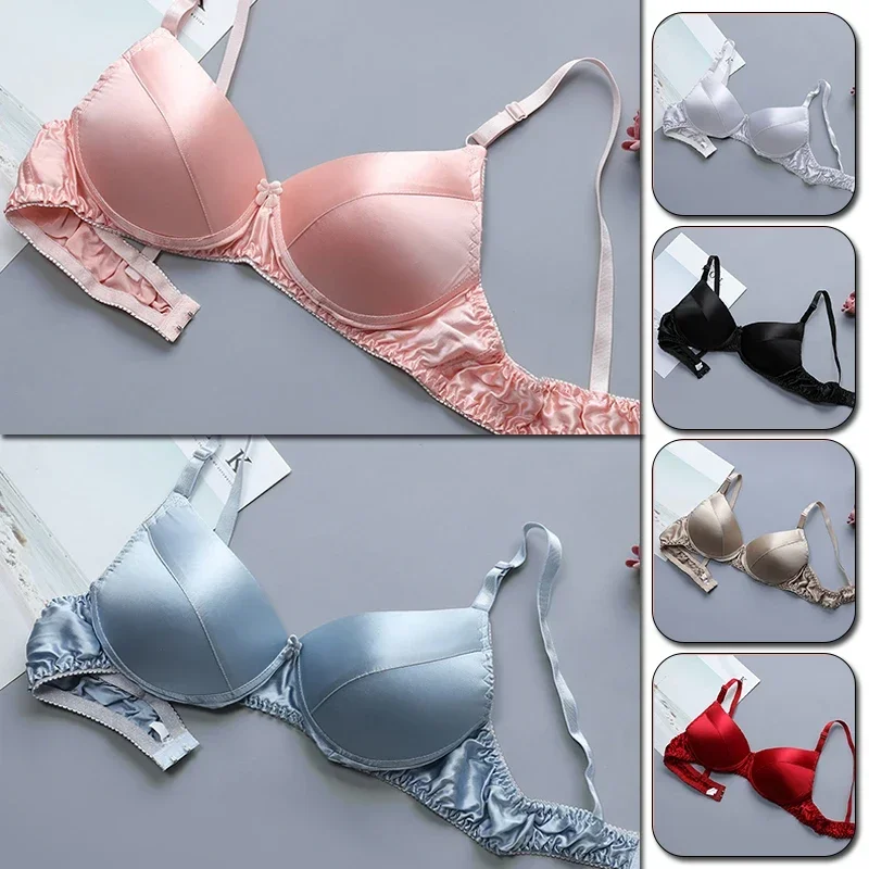 Silk Bra Double-sided Silk Seamless Underwear Women\'s Thin Style Without Steel Ring Breathable Bra