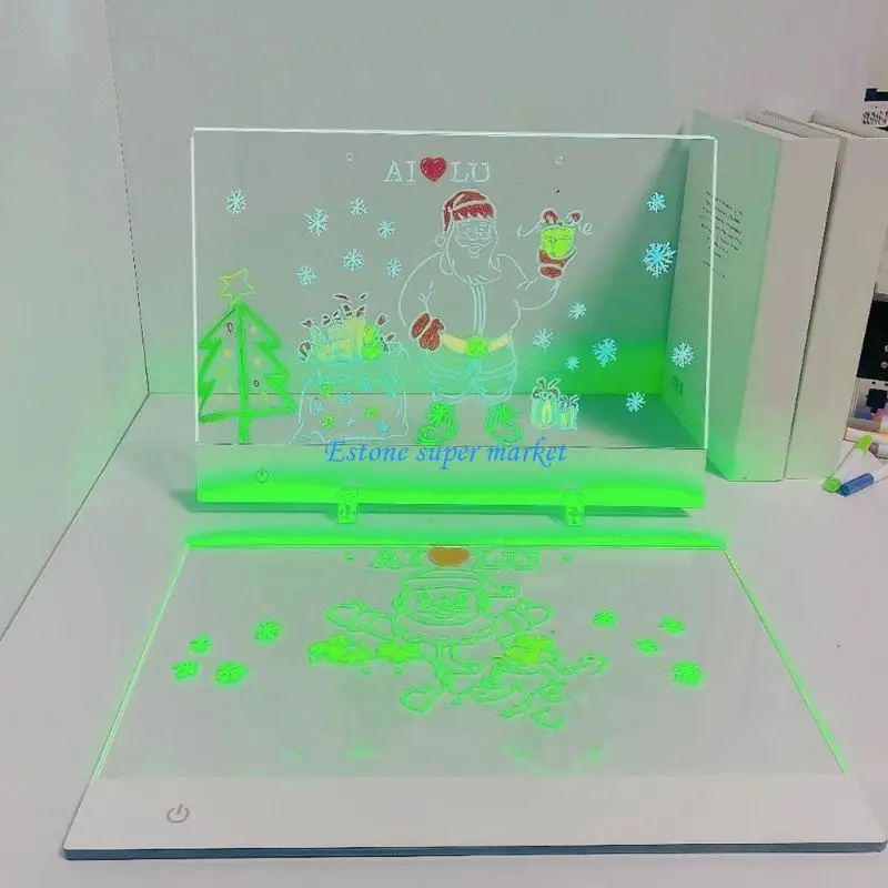 Planche à dessin Rechargeable pour enfants, grand écran 13.7 pieds, 7 colorants, luminosité Modifiable, tapis dessin LED,