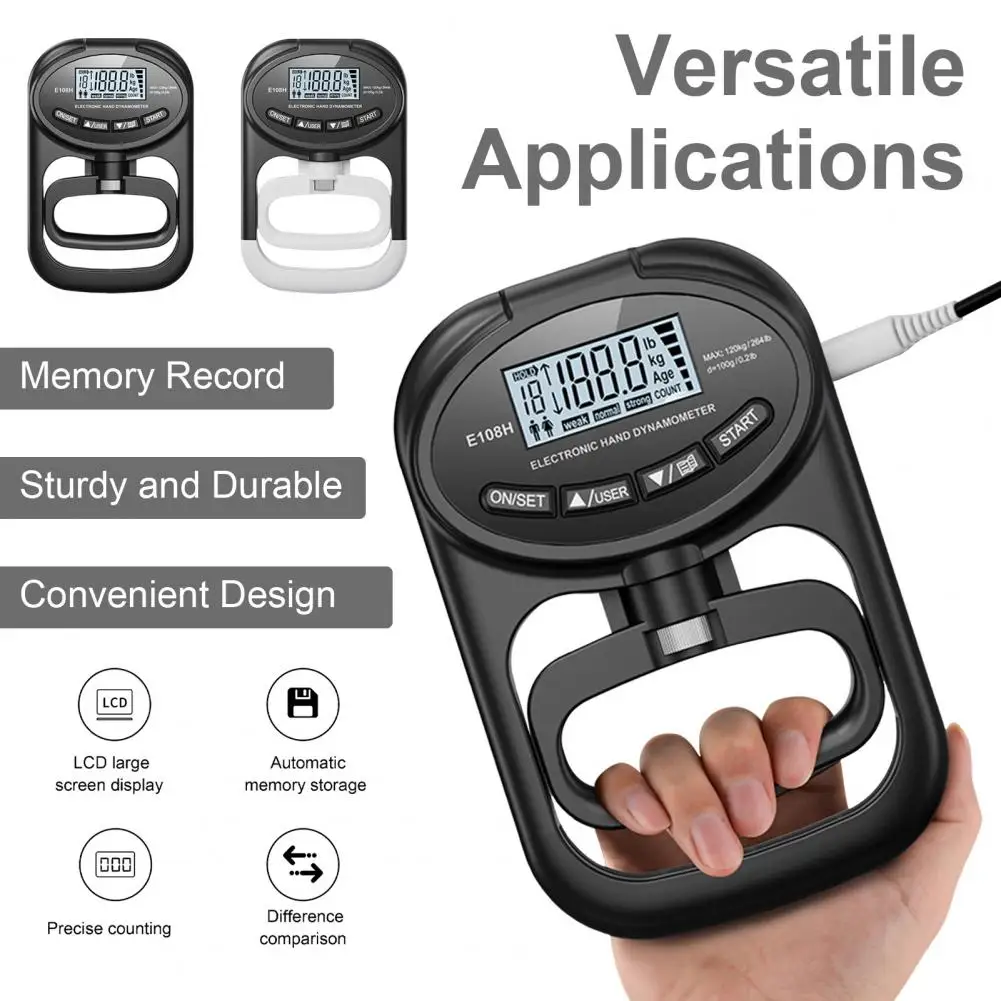 Electronic Hand Grip Strength Tester Digital Hand Exerciser Meter 265 Lbs / 120 Kgs Accurate Measurement Tool For Sport