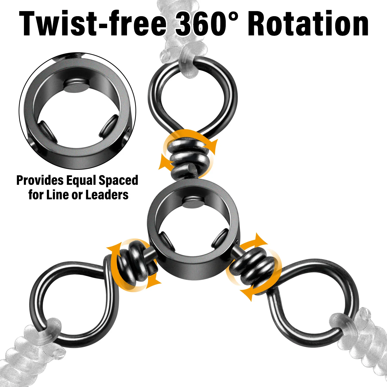 20/50pcs 3 Way Fishing Swivel Stainless Steel Cross Line Swivel High Speed for Surf Fishing Rig Catfish Rig Jigging Trolling view 3