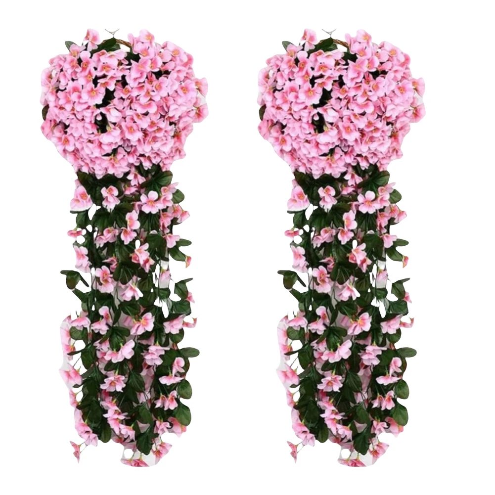 Artificial for violet Hanging Flower Silk Simulation Vines 2 Pieces for Indoor and Outdoor Decoration Including Patio and Garden