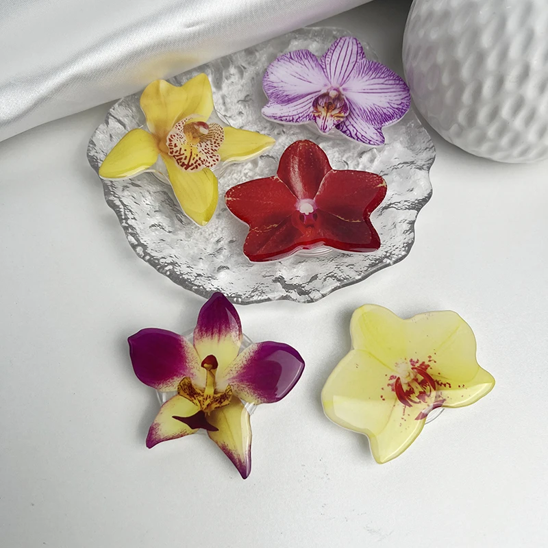 난초 아크릴 소켓 그립 Cymbidium 맞춤형 전화 홀더 접이식 링 전화 지원 인기 스타일 인터넷 연예인