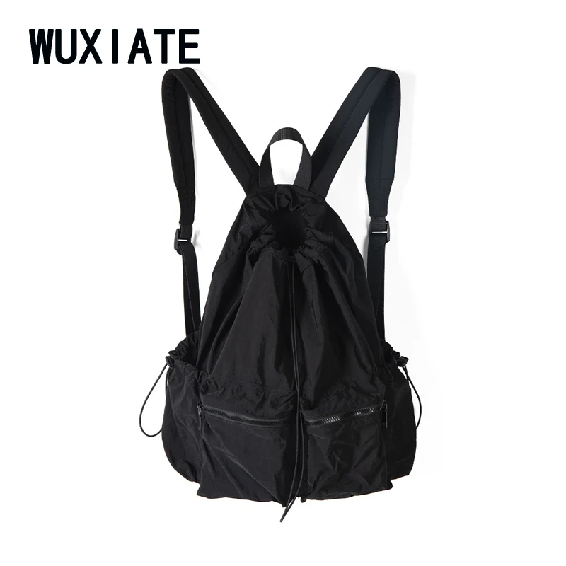 

WUXIATE 2024 spring and summer new drawstring backpack leisure travel lightweight anti-splash female college students backpack