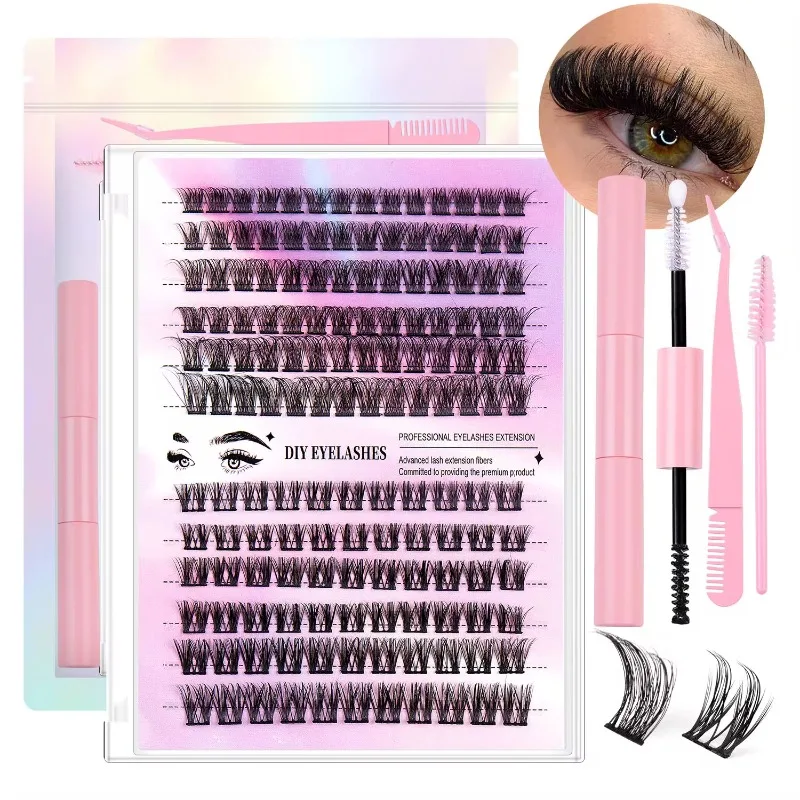 

Fake Eyelashes Set Natural Thick Curl Eyelashes DIY Segmented Lashes Extensions Cluster Fales Eyelash Tool Glue Tweezers Daily