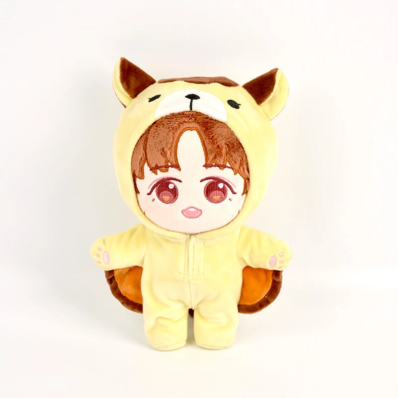 20cm Korean Plush Toy EXO Baekhyun Chanyeol Xiumin Suho Sehun KAI D.O.Chen Plush Dolls With Doll's Clothes Outfit for Gifts