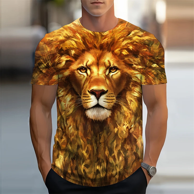 

Animal King All Over Print T-shirt For Men Harajuku Cool Tiger Lion Leopard Graphic Personality Street Short Sleeve Shirts 2025