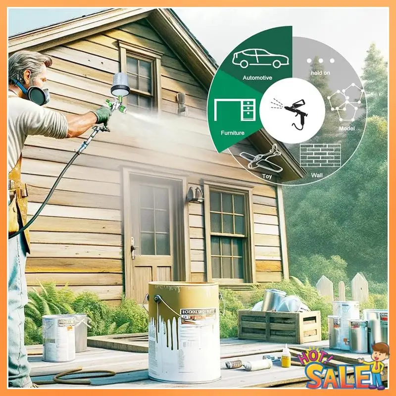 

AB68 Hvlp Air Spray Paint Kit, Car Paint Automotive With 1.4/1.7/2.0Mm Nozzles & Water Oil Separator, Paint Sprayer