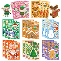 8/16/24PCS Toy Puzzle Stickers Cartoon Christmas Make a Face Stickers DIY Handicrafts Waterproof Stationery Stickers