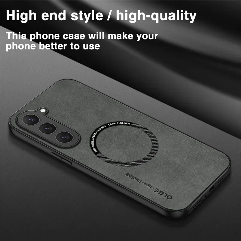 حافظة جلدية مغناطيسية لهاتف Magsafe لهاتف سامسونج جالاكسي S23 S22 Ultra S21 FE S25 S24 غطاء مقاوم للصدمات بشحن لاسلكي فاخر #4