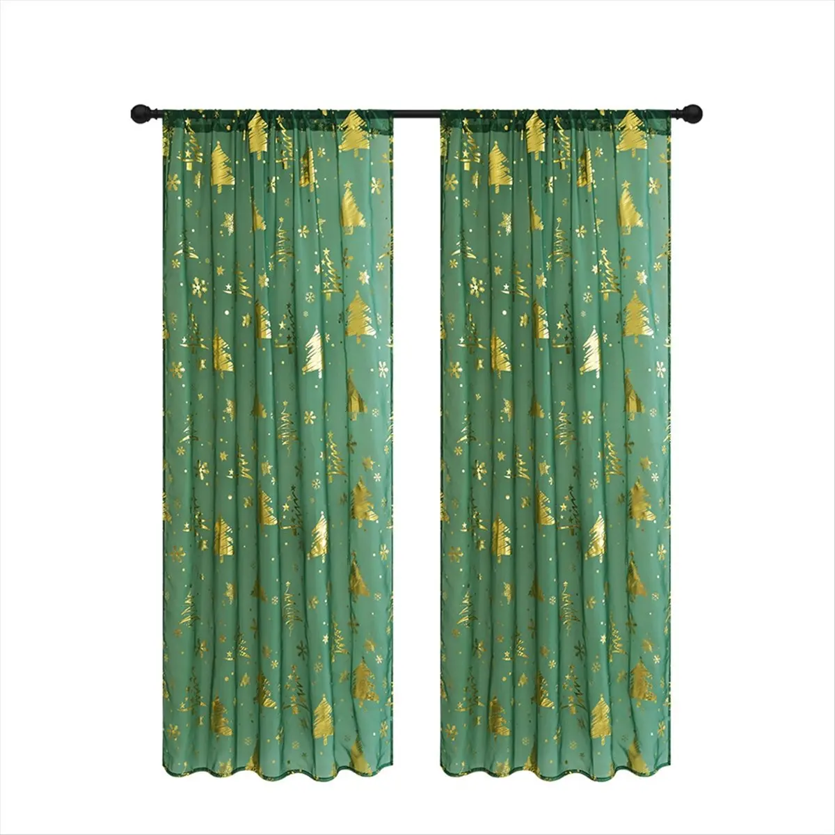 2 Pcs Festive Christmas Curtains with Snowflake Print Window Curtains for Living Room 52