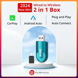 XUDAS 2in1 Wireless CarPlay Mini Box Wireless Android Auto AI Box For Car Radio with Wired CarPlay Mini Dongle Wired To Wireless