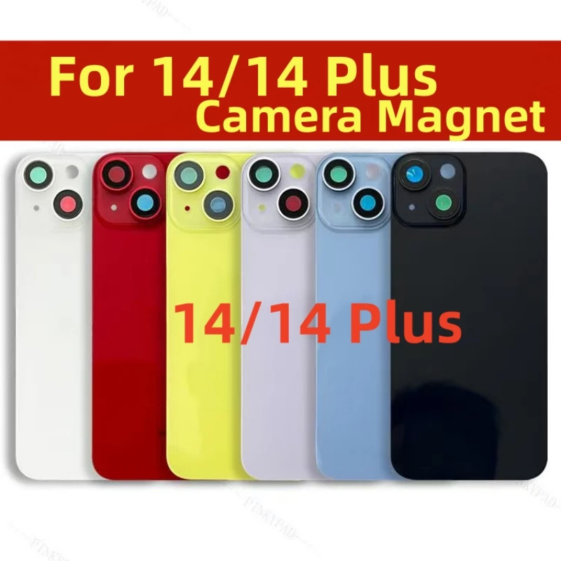 Sostituzione vetro posteriore per iPhone 14 Plus 14Plus Porta alloggiamento posteriore con piccole parti Piastra metallica magnetica