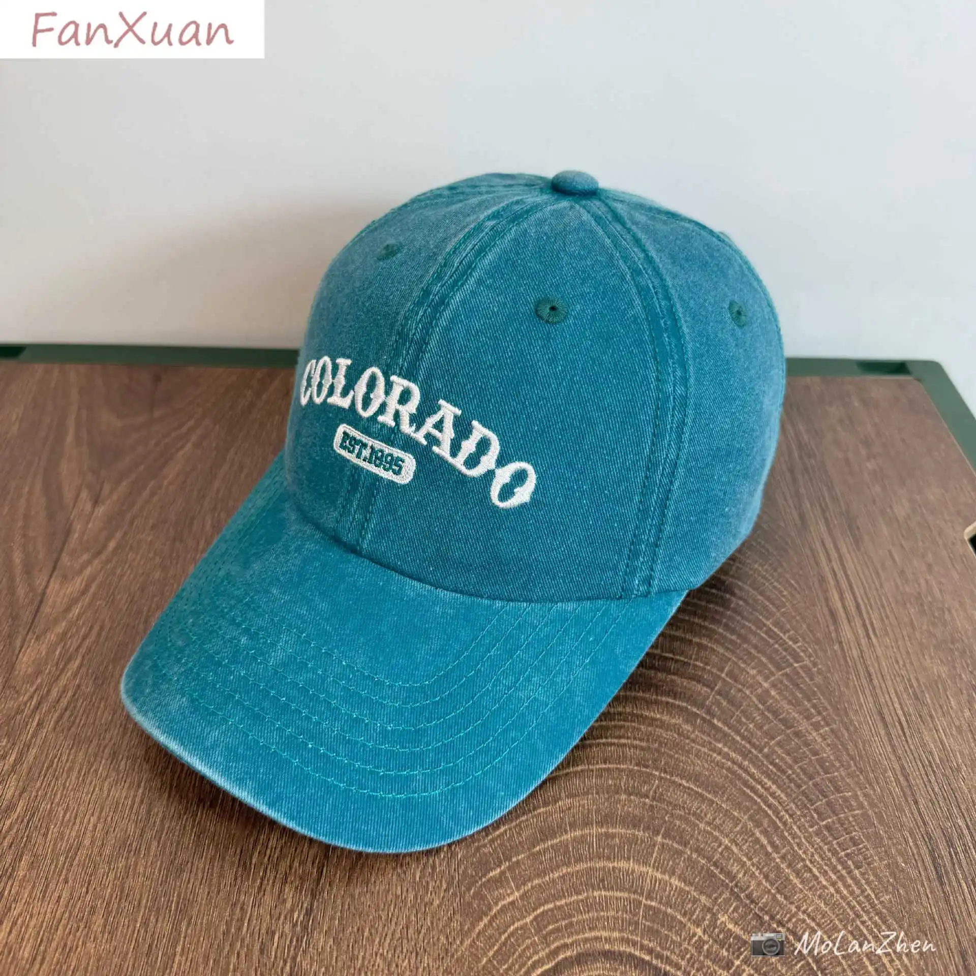 القطن خمر قبعة بيسبول الرجال النساء الدنيم المطرزة خطابات القطن لينة أعلى الربيع الصيف للجنسين القبعات أخضر أزرق لون جديد