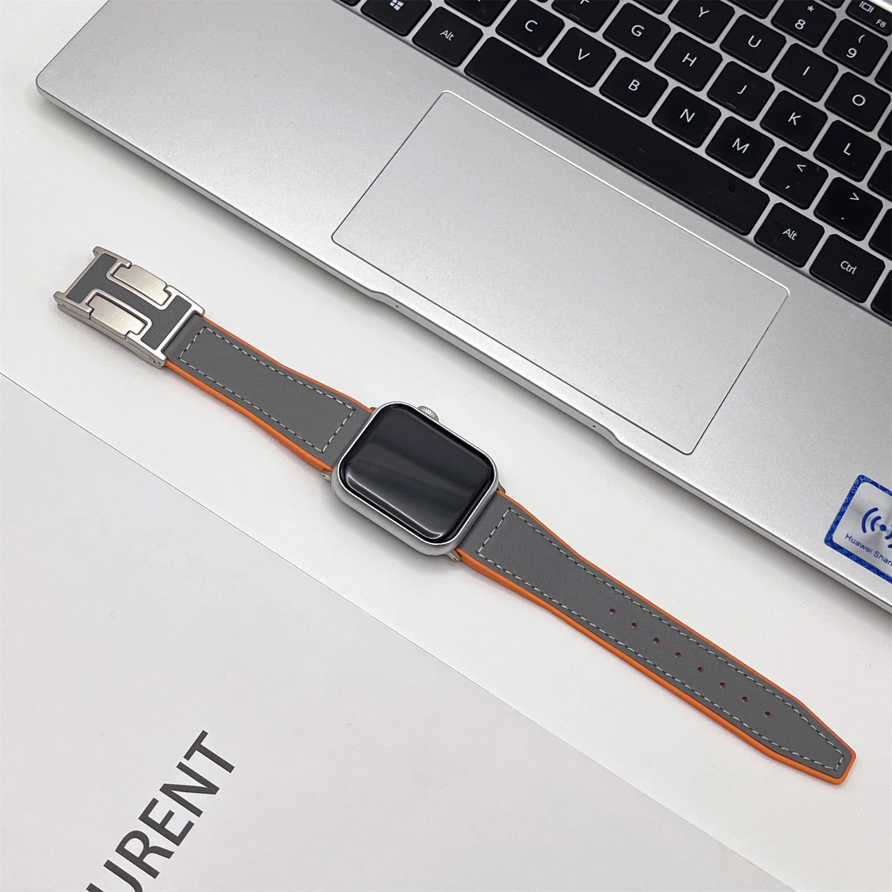 Leather + Silicone Band for Apple Watch Ultra 2 49mm 45mm 44mm 42mm 38 40 41mm Magnetic Strap iWatch Series 9 8 7 6 5 4 bracelet