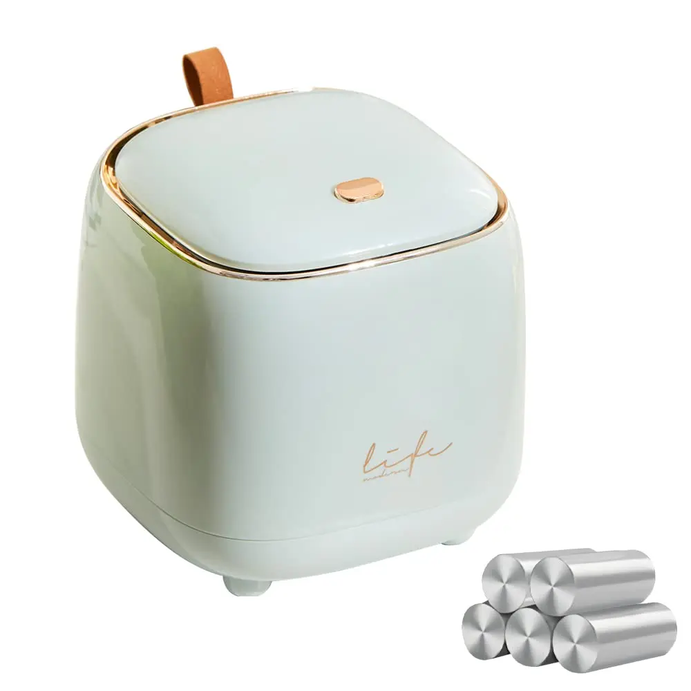 

Mini Countertop Trash Can with 5 Rolls of Trash Bags, Waste Can with Press Type Lid, 0.5 Gallon/1.5 Liter Wastebasket Trash C