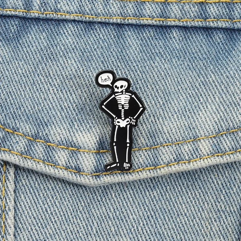 Dark skeleton-shaped badges, quirky pattern alloy decorative pins, wholesale accessories for clothing bags, gifts for friends