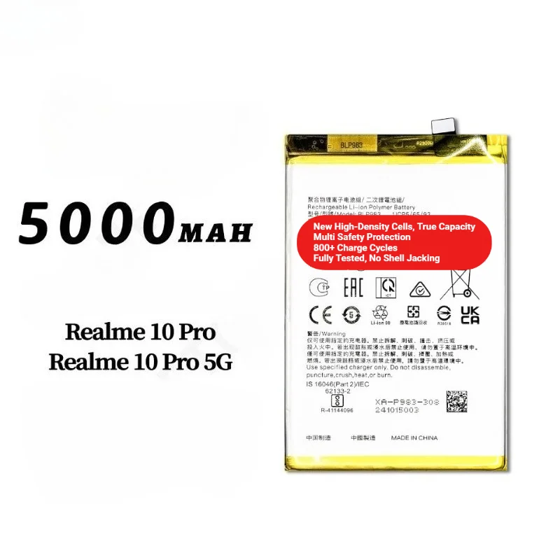 BLP983 for OPPO Reno 10 Pro/10 Pro 5G Phone Battery 0 Cycle  High Capacity Battery Replacement Bateria Grade A Cell with Tools