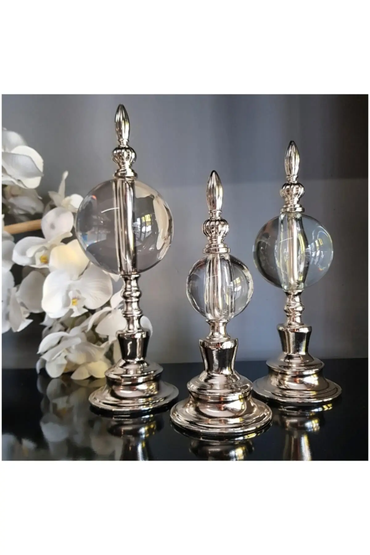 Silver Metal Leg Sphere 3 Set