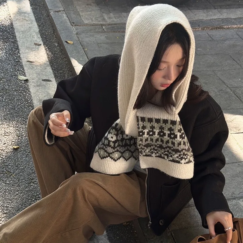 

Вязаный шарф женский зимний новый, толстый, теплый, в корейском стиле, милый, элегантный, для пар, в студенческом стиле, шаль