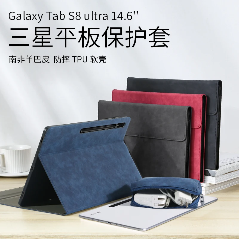 For Samsung Galaxy Tab S8 Ultra 14.6 inch X900 X906 Leather Stand Tablet Cover For Galaxy Tab S8 Ultra Microfiber Business Case