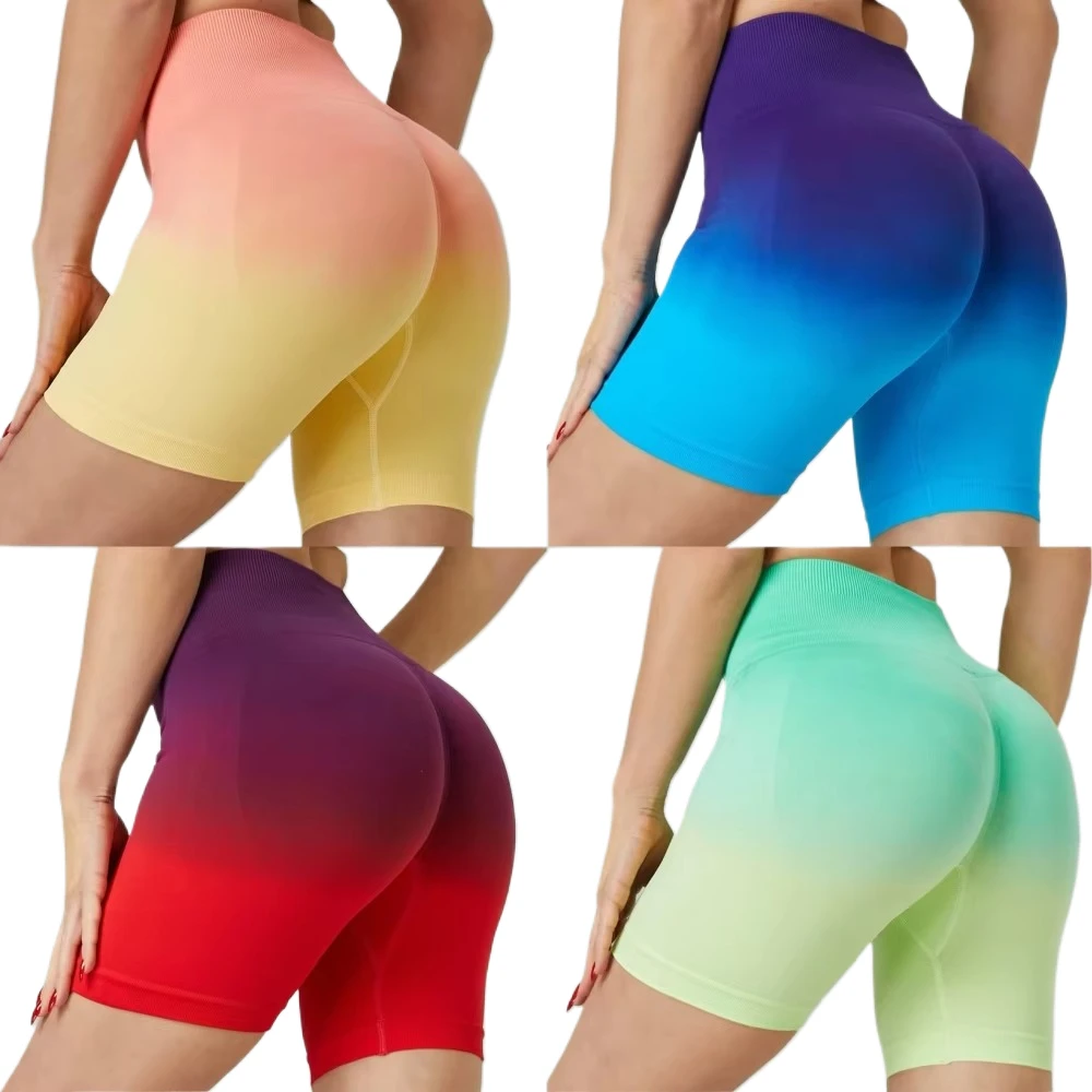 

Gradient Seamless Shorts Women Sports Bike Casual High Wasted Shorts Legging Fitness Workout Yoga Breathable Shorts