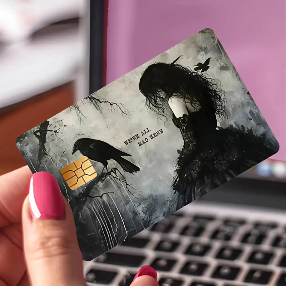 Gothic Raven Themed Credit Card Sticker Bubble Free PVC Decal For EBT Debit Transit Key Cards