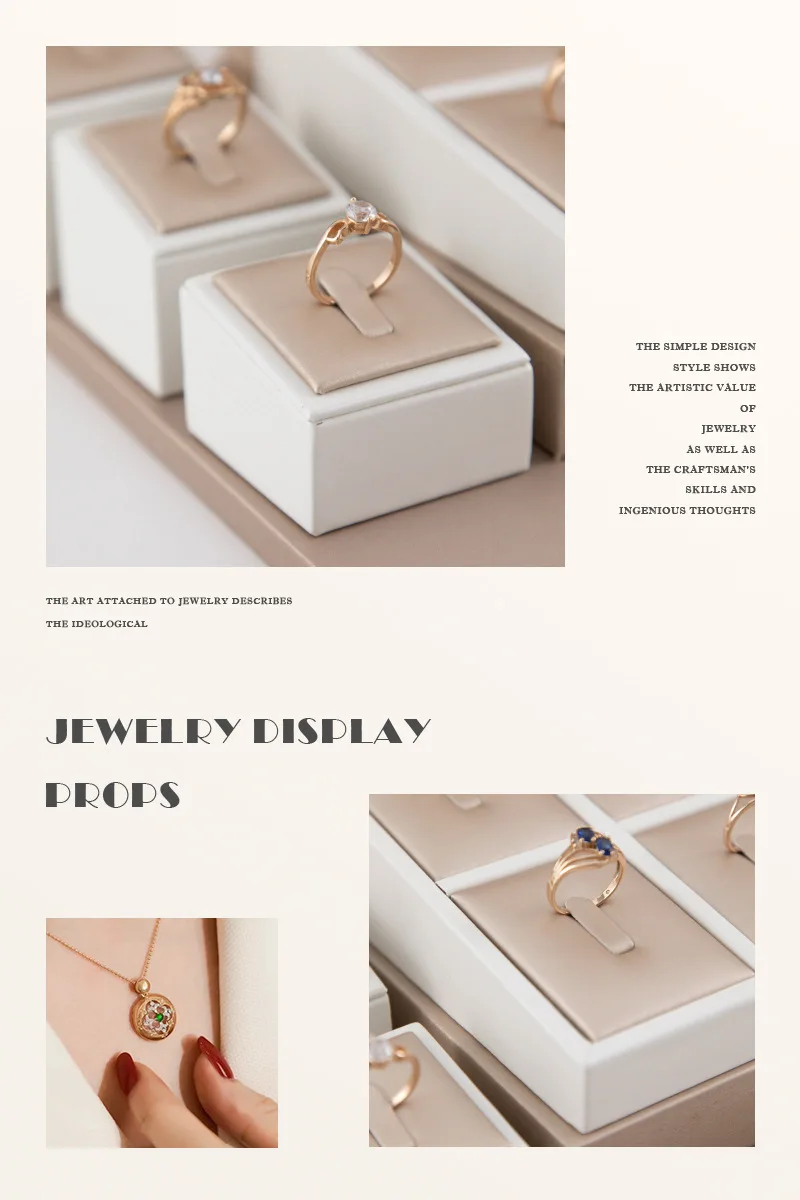 Ring Display Case Window Counter Ring Plate Display Jewelry Rack Champagne Jewelry Tray Commercial Display Props