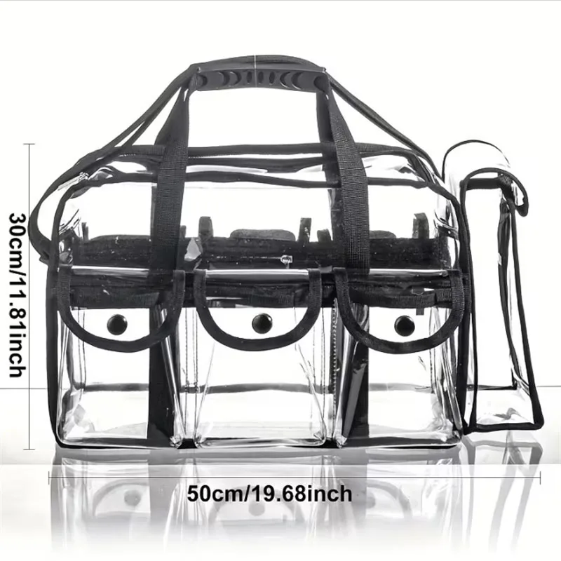 Large Capacity Transparent Makeup Storage Bag Portable Cosmetic Tools Organizer with Multiple Compartments and External Pocket