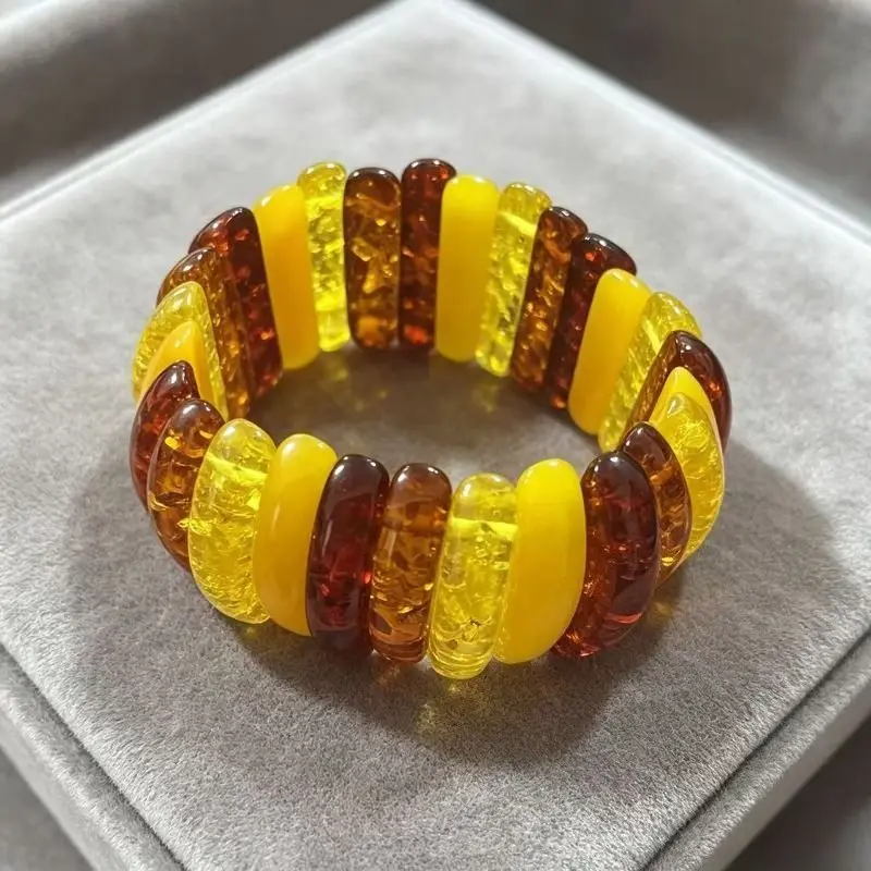 Second-generation Amber Beeswax Hand Row, Fashionable Temperament Personalized Jewelry Handicrafts