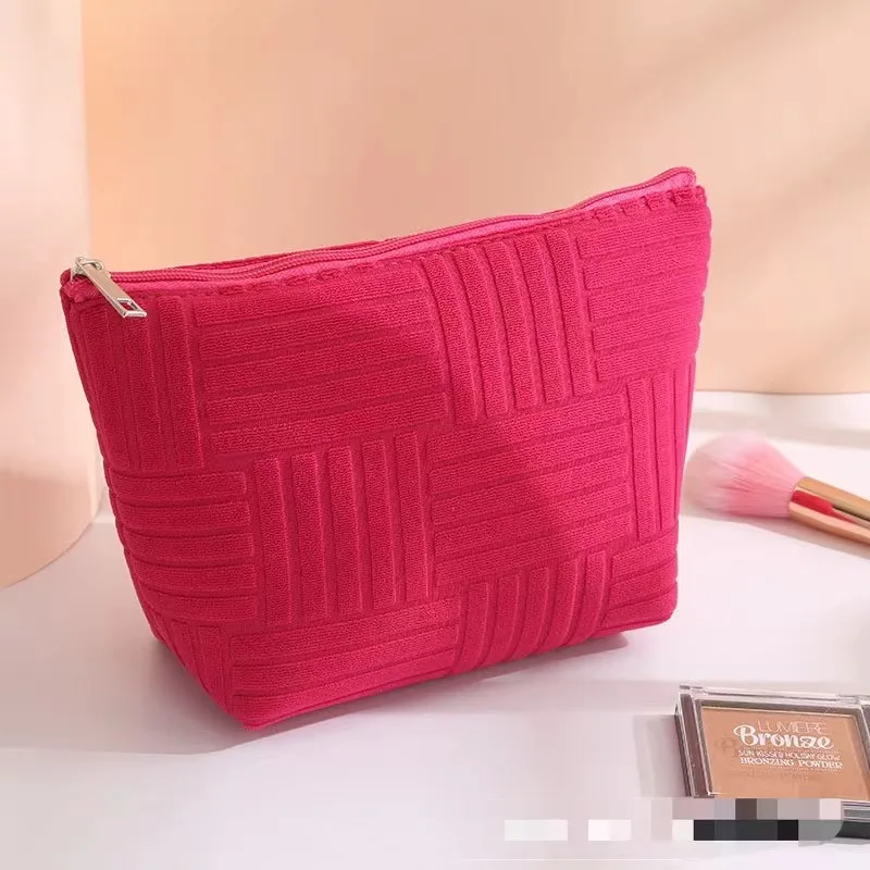 Makeup Bag New Street Trend Large Capacity Towel Woven Stripe Portable Travel Home Cosmetics Storage