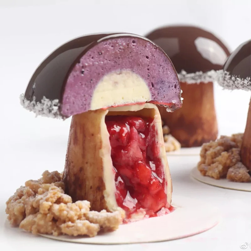 Cetakan silikon jamur-bentuk jamur untuk Kue Mousse, dekorasi kue, dan membuat kue