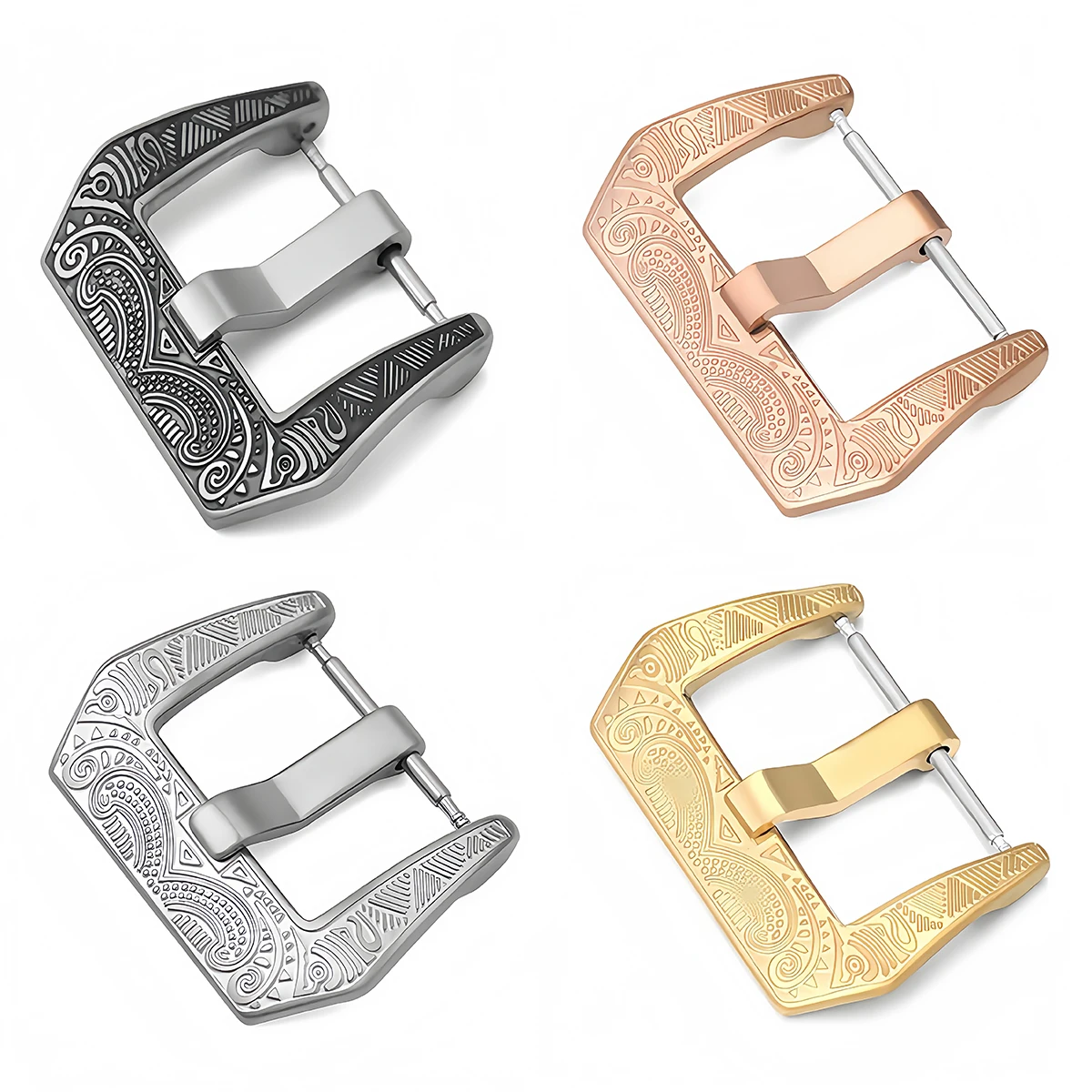 Exquisite Retro-Schnitzerei-Uhrenarmband-Schnalle aus Edelstahl für Lederarmband-Ersatzschnalle Uhrenzubehör – Detail 4