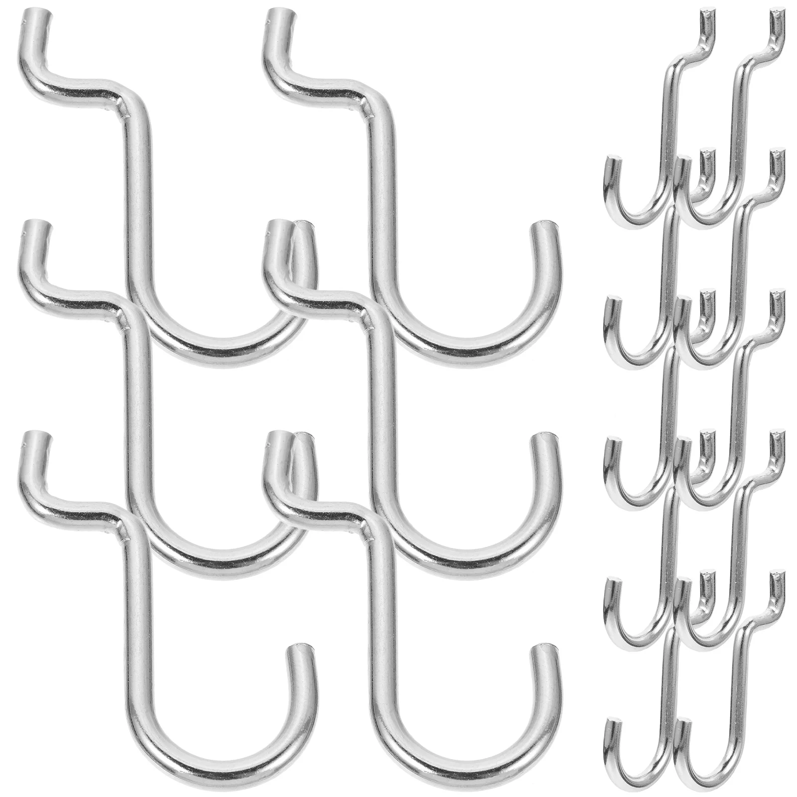 

20 Pcs Garage Pegboard Pegs Hook Hanging Hooks Slat Wall Silver Iron Hanger for