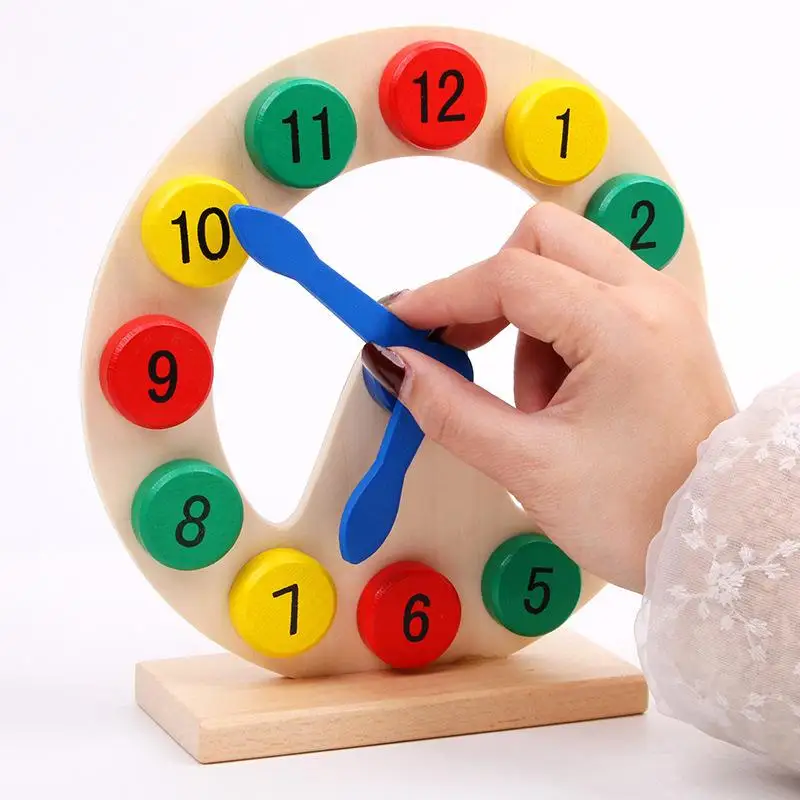 【BS】Children Montessori Wooden Clock Toys Cognition Colorful Clocks Toys For Kids Early Preschool Teaching Learning Board Toy