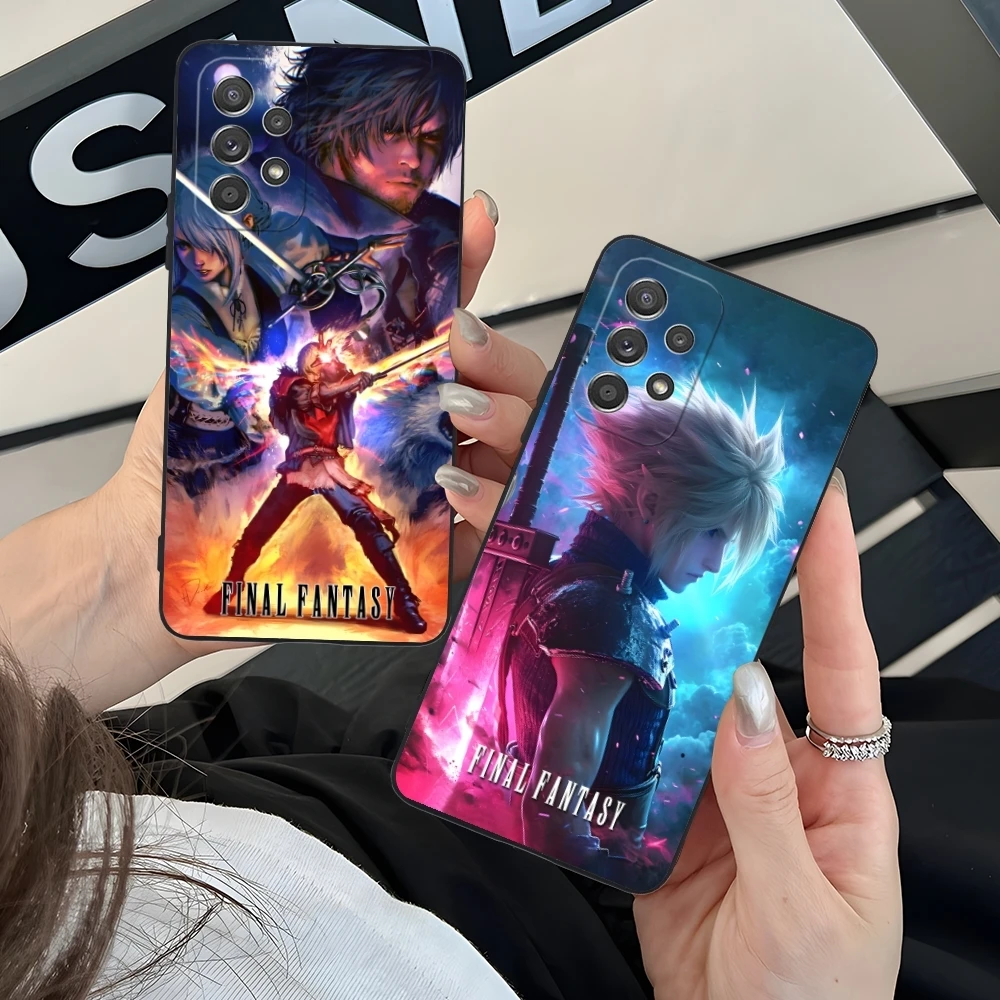 Final Fantasy Painting Smart Cell Phone Case for Samsung Galaxy A91 73 71 70 54 53 52 34 24 23 21 S 5G Black Phone Cover Shell