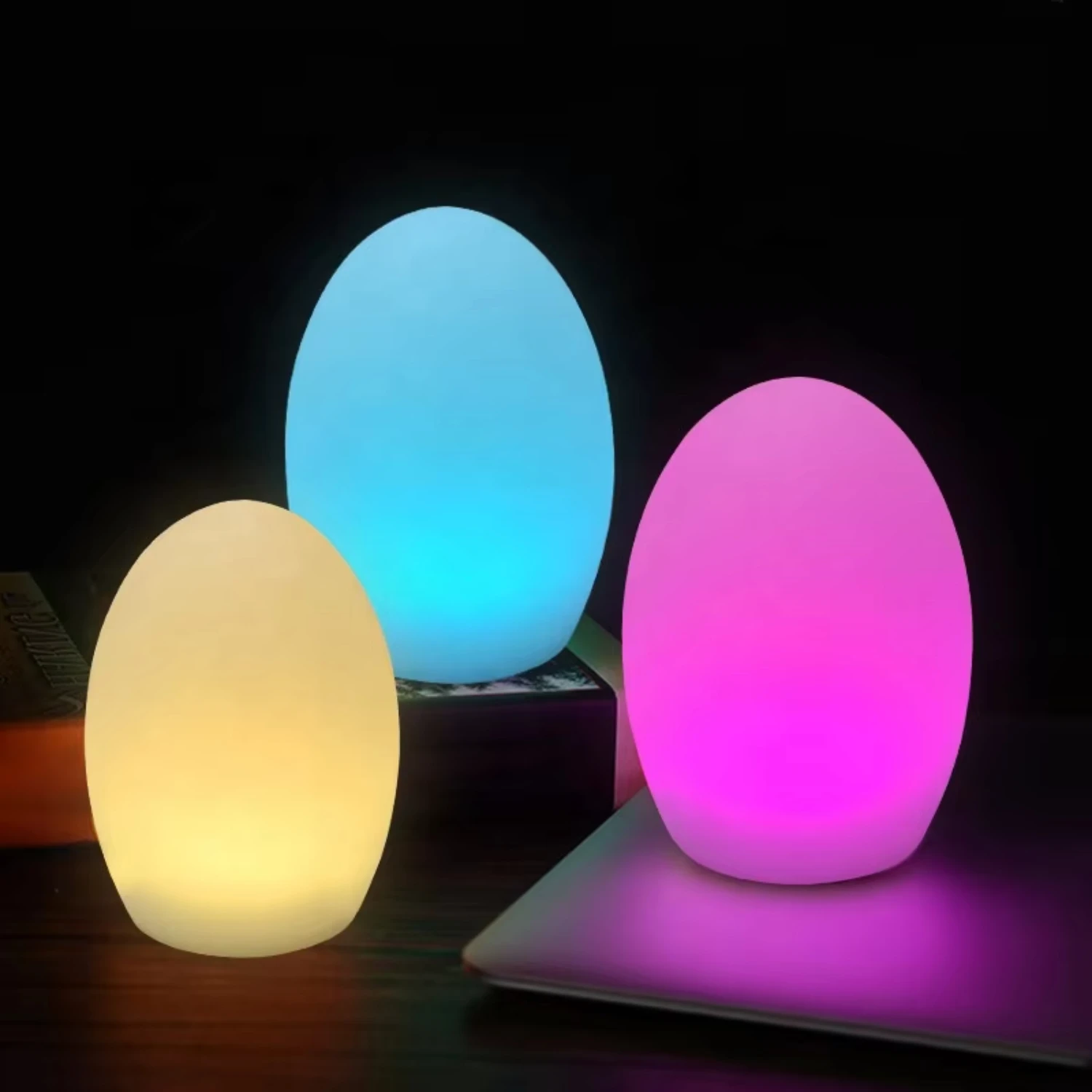 Led night light ball charging remote control color-changing cylindrical egg-shaped indoor atmosphere light