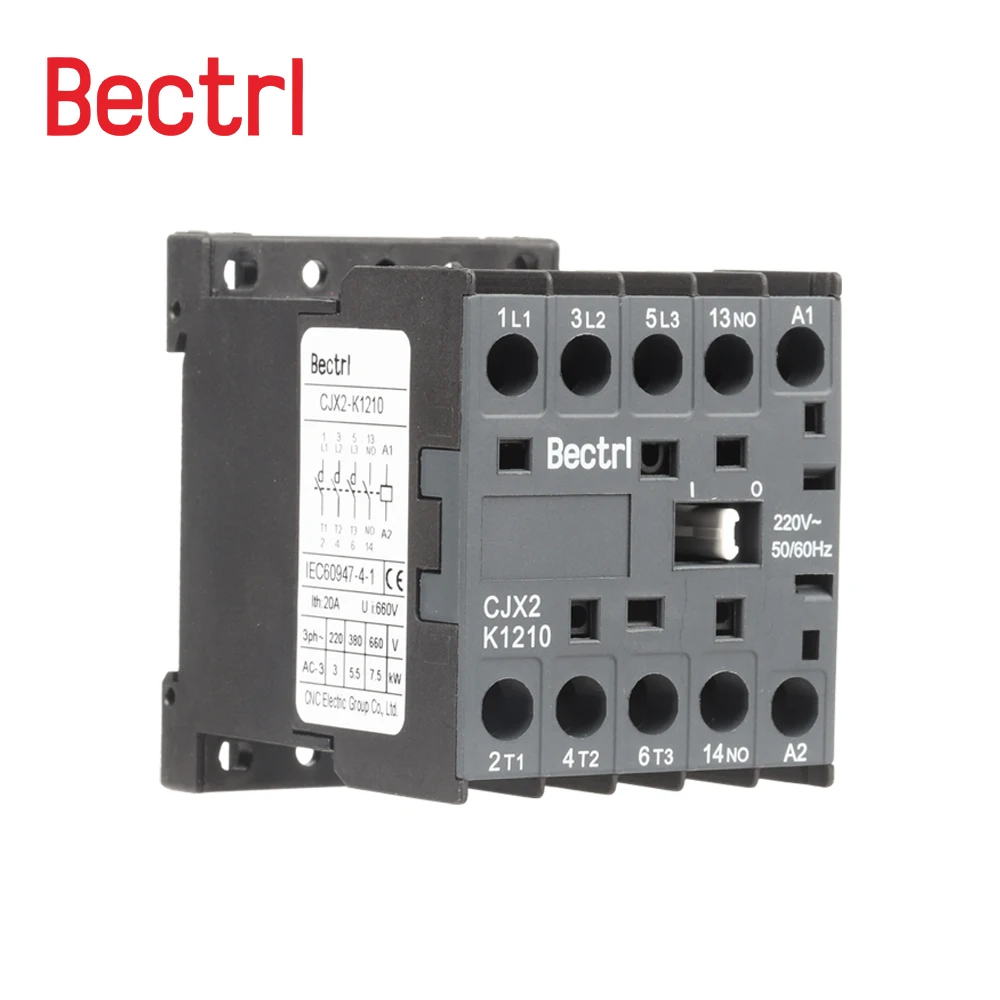 CJX2-K Mini AC Contactor Din Rail 3P 3main 1NO/3main 1NC Coil Voltage 220V 50/60Hz 6A 9A 12A