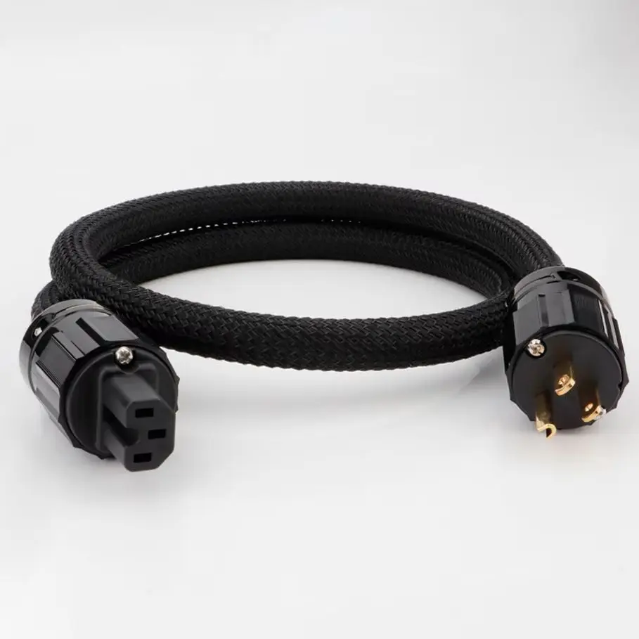 Preffair D503 Single Crystal Copper HIFI EU/US/AU Power Cable Furutech FI-28M(G) Gold-Plate Power Plug