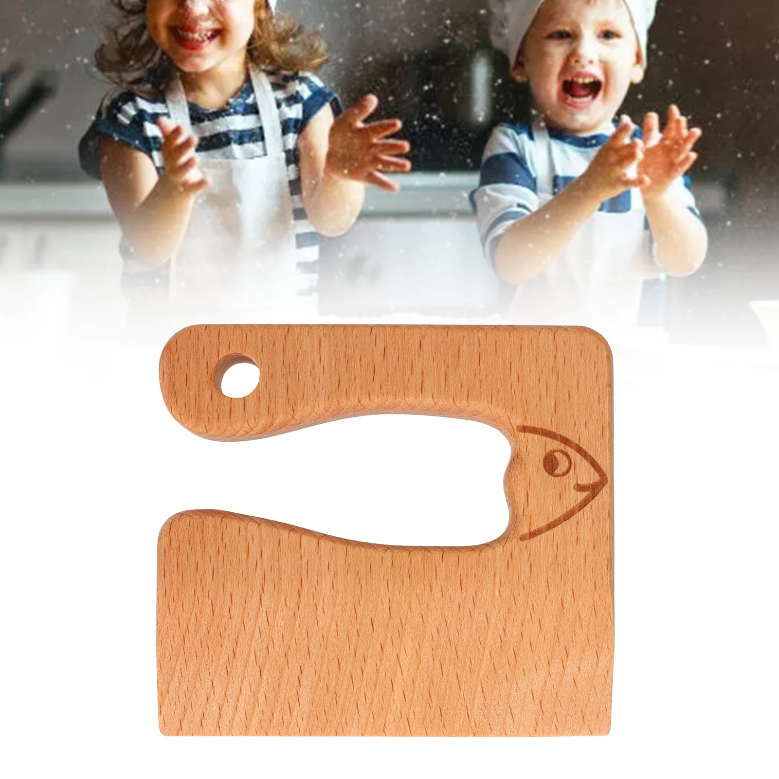 ZK20 Kinder Holzschneider, sicheres Gemüse- und Obstmesser, Spielzeug, Montessori-Küchenwerkzeuge für Kleinkinder, Fischtyp