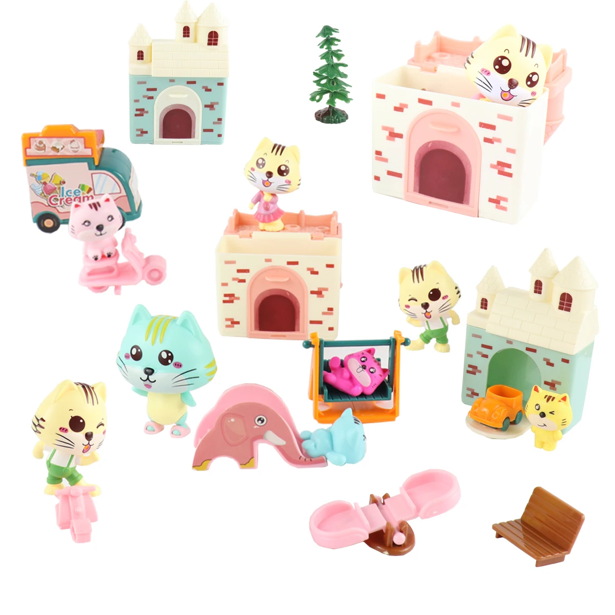 

Pretend Play Toy Fashion Mini Pets Cat House Bathtub For Children Play House Toy Accessories Kids Best Gift Playing house toys