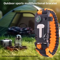 Outdoor Sports Foldable Survival Bracelet Waterproof Lighter Five in One Multifunctional Compass Lighter Woven Bracelet Camping