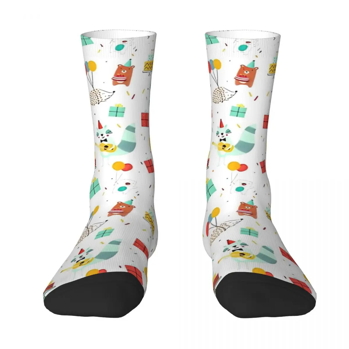 Winter Warm Hip-hop Women Men Let's Party Socks Hedgehog Bear Fox Celebrate Birthday Breathable Yoga Socks