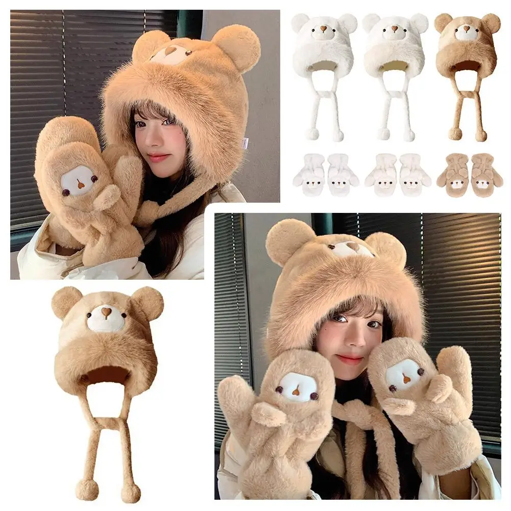 Women Cold Weather Hat Women Plush Hat Soft Fuzzy Women's Plush Hat With Cute Bear Ears Windproof Warm For Autumn Winter U4z0