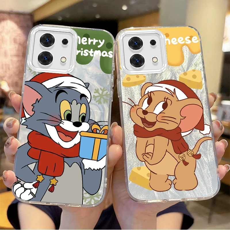 Cute T-Tom And J-Jerry Christmas Phone Case For Redmi Note13 12 11 10 9 ProPlus 14C 13C 12C 10C 9C A3 A2 A1 Hard Dustproof Cover