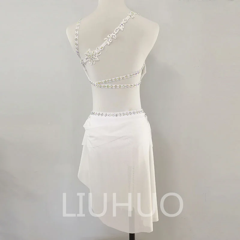 White Color Lyrical Dance Dress Customize Skirts for Girls Pole Dance Dress for Performanmce