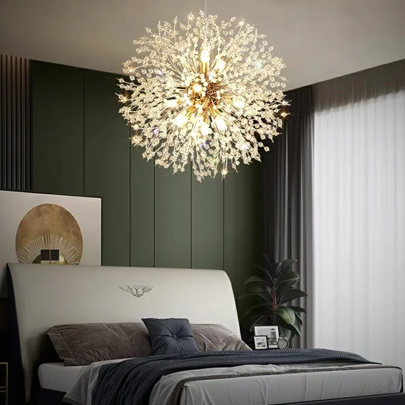Crystal Dandelion Chandelier for Dining Room Living Room Bar, Modern Minimalist Pendant Light for Bedroom Shop Decor