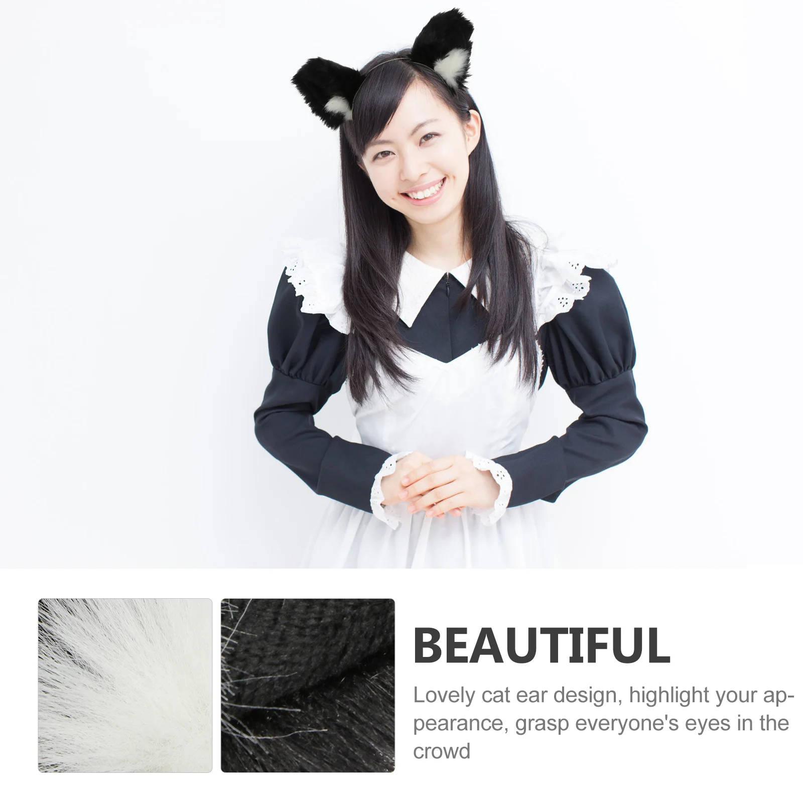 Cat Plush Dance Ear Socket Hair Accessories Three-dimensional Headband White Stylish Hairband Props Performance